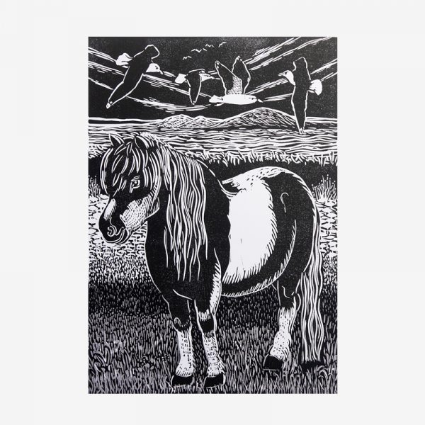 Shetland Pony - Linocut